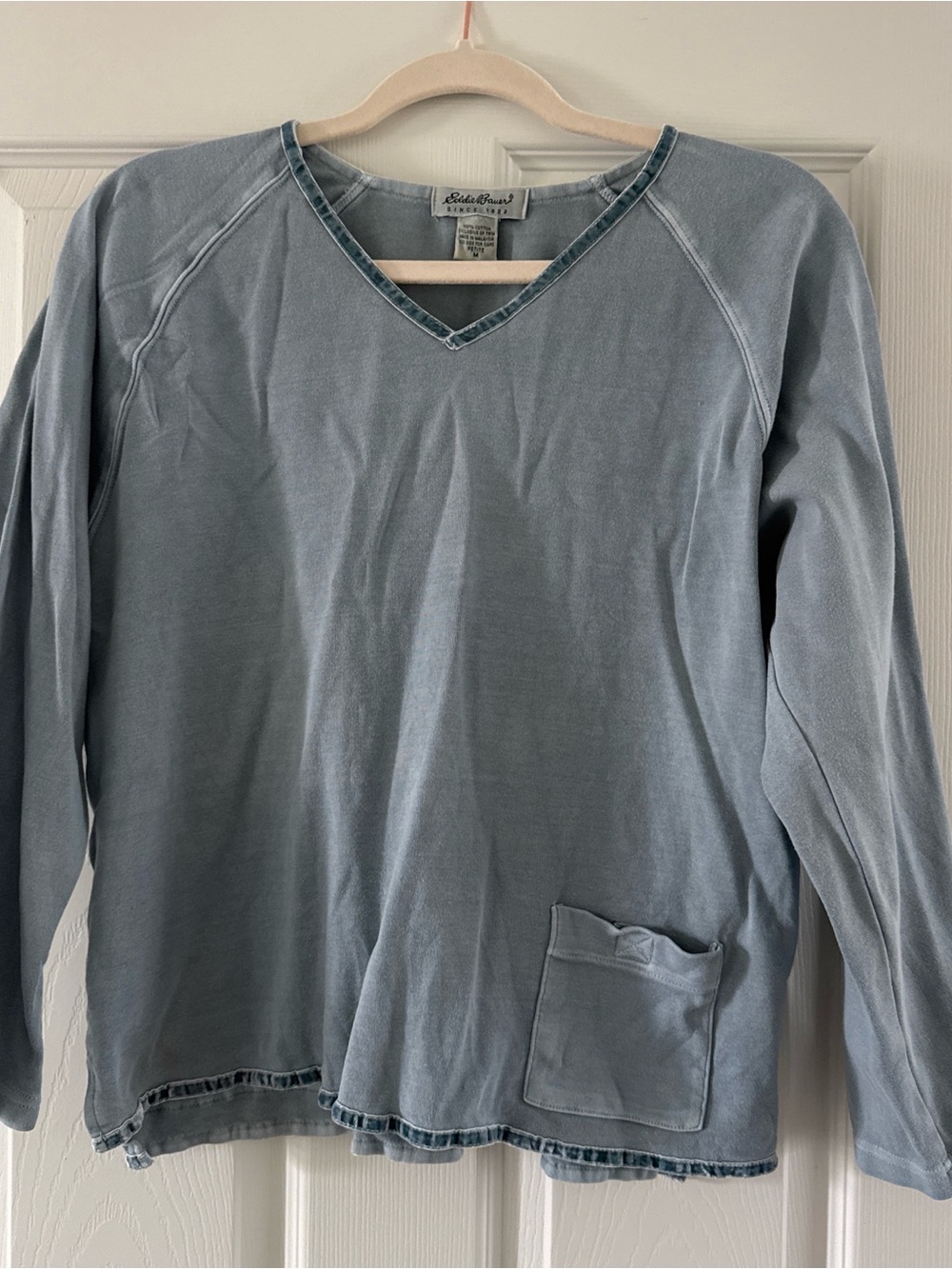 Eddie Bauer Dusty Blue V-Neck Cotton Pullover